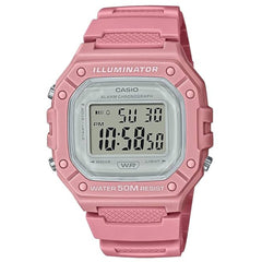 Casio Unisex Watch - Quartz Chronograph Grey Digital Dial Pink Strap | W-218HC-4AVCF