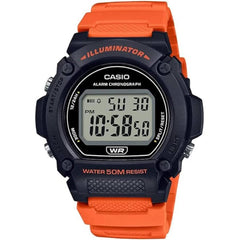 Casio Men's Watch - Digital Dial Black Case Orange Resin Strap | W-219H-4AVCF