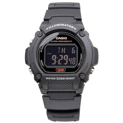 Casio Unisex Watch - Chronograph Black Digital Dial Grey Resin Strap | W-219H-8BVCF