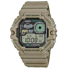 Casio Men's Watch - Moon Phase Digital Dial Brown Resin Strap | WS-1700H-5AVCF