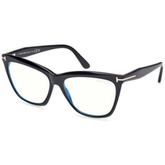 Tom Ford Women's Eyeglasses - Shiny Black Acetate Cat Eye Shape Frame | FT6064-B 56001