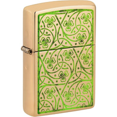 Zippo Windproof Pocket Lighter - Clover Design High Polish Brass | 48806