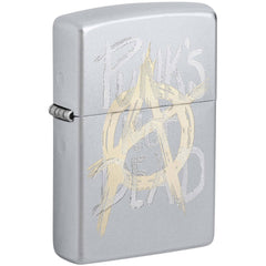 Zippo Windproof Lighter - Punk's not Dead with a Anarchy Symbol Satin Chrome | 48876