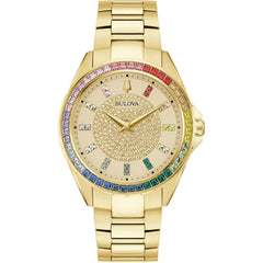 Bulova Men's Watch Phantom Rainbow Crystal Champagne Dial Bracelet 97A179