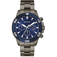 Bulova Men's Watch - Performance Chronograph Blue Dial Gunmetal Bracelet | 98A314