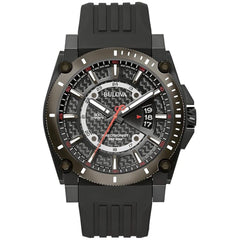 Bulova Men's Watch - Icon High Performance Quartz Black Dial Silicone Strap | 98B417