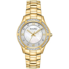 Bulova Women's Watch - White Mother of Pearl Dial Yellow Gold Steel Bracelet | 98L256