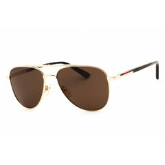 Gucci Unisex Sunglasses - Gold and Havana Metal Aviator Full Rim Frame | GG1962S 002