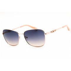 Guess Unisex Sunglasses - Shiny Rose Gold Metal Rectangular Frame | GU7884 28W