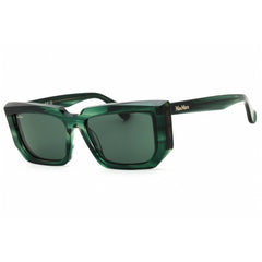 Max Mara Unisex Sunglasses - Dark Green Acetate Rectangular Frame | MM0126 98N