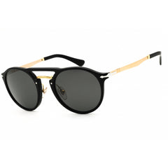 Persol Unisex Sunglasses - Polished Black/Gold Round Full Rim Frame | PO3264S 95/48