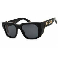 Philipp Plein Unisex Sunglasses - Shiny Black Acetate Full Rim Frame | SPP130M 0700