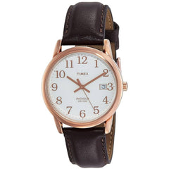Timex Men's Watch - Easy Reader Quartz White Dial Brown Leather Strap | T2P5639J
