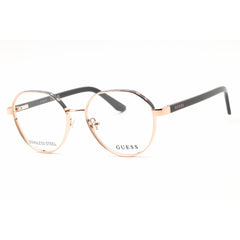 Guess Unisex Eyeglasses - Metal Shiny Rose Gold Full Rim Round Frame | GU50124 028