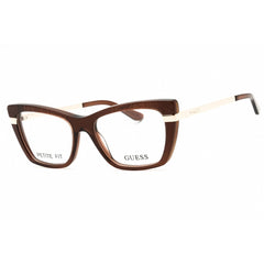 Guess Unisex Eyeglasses - Acetate Shiny Dark Brown Cat Eye Shape Frame | GU50246 048