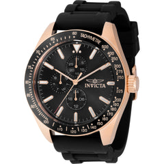 Invicta Men's Watch - Aviator Quartz Rose Gold Case Black Dial Silicone Strap | 38407