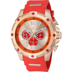Invicta Men's Watch - I-Force Chrono Rose Gold Steel and Red Silicone Strap | 43004