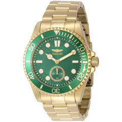 Invicta Men's Watch - Pro Diver Quartz Green Dial Yellow Gold Steel Bracelet | 49430