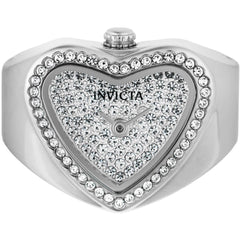 Invicta Women's Mini Ring Watch - Angel Quartz Silver Tone Dial Crystals | 49578