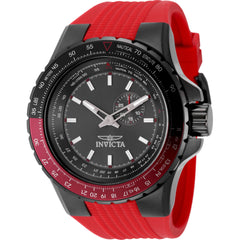 Invicta Men's Watch - Aviator Quartz Gunmetal Dial Red Silicone Rubber Strap | 49724
