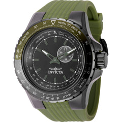 Invicta Men's Watch - Aviator Quartz Black Brass Dial Green Silicone Strap | 49733