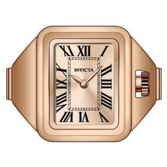Invicta Women's Mini Ring Watch - Angel Quartz Rose Gold Dial Steel Band | 49896