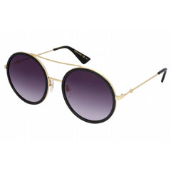 Gucci Women's Sunglasses - Black/Gold Metal Full Rim Round Shape Frame | GG0061S 001