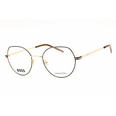 Hugo Boss Women's Eyeglasses - Gold/Black Metal Round Full Rim Frame | 1591 0RHL 00