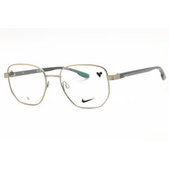 Nike Men's Eyeglasses - Satin Silver/Grey Metal Full Rim Geometric Frame | 8400 045