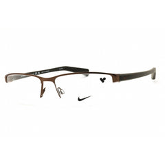 Nike Men's Eyeglasses - Walnut Cargo Khaki Half Rim Rectangular Frame | 8098N 215
