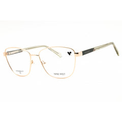 Nine West Women's Eyeglasses - Gold Metal Rectangular Full Rim Frame | NW8020 717