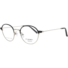 1880-Morel Men's Eyeglasses - Black/Gunmetal Metal/Acetate Round Frame | 60127M NG01