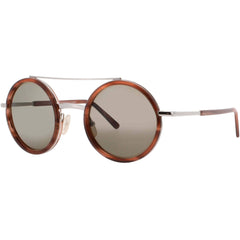 Andy Wolf Unisex Sunglasses - Silver/Havana Round Full Rim Frame | BLISS SUN COL D