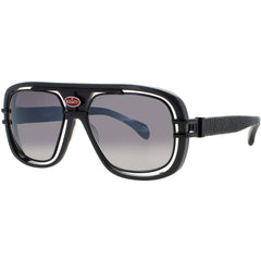 Bugatti Men's Sunglasses - Grey/Black Acetate Square Shape Full Rim Frame | 07 GRY/BK