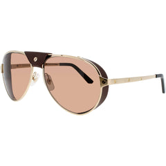 Cartier Men's Sunglasses - Gold/Brown Metal Full Rim Aviator Shape Frame | CT0296S 005