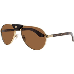 Cartier Men's Sunglasses - Gold Metal Full Rim Aviator Brown Lens Frame | CT0495S 004