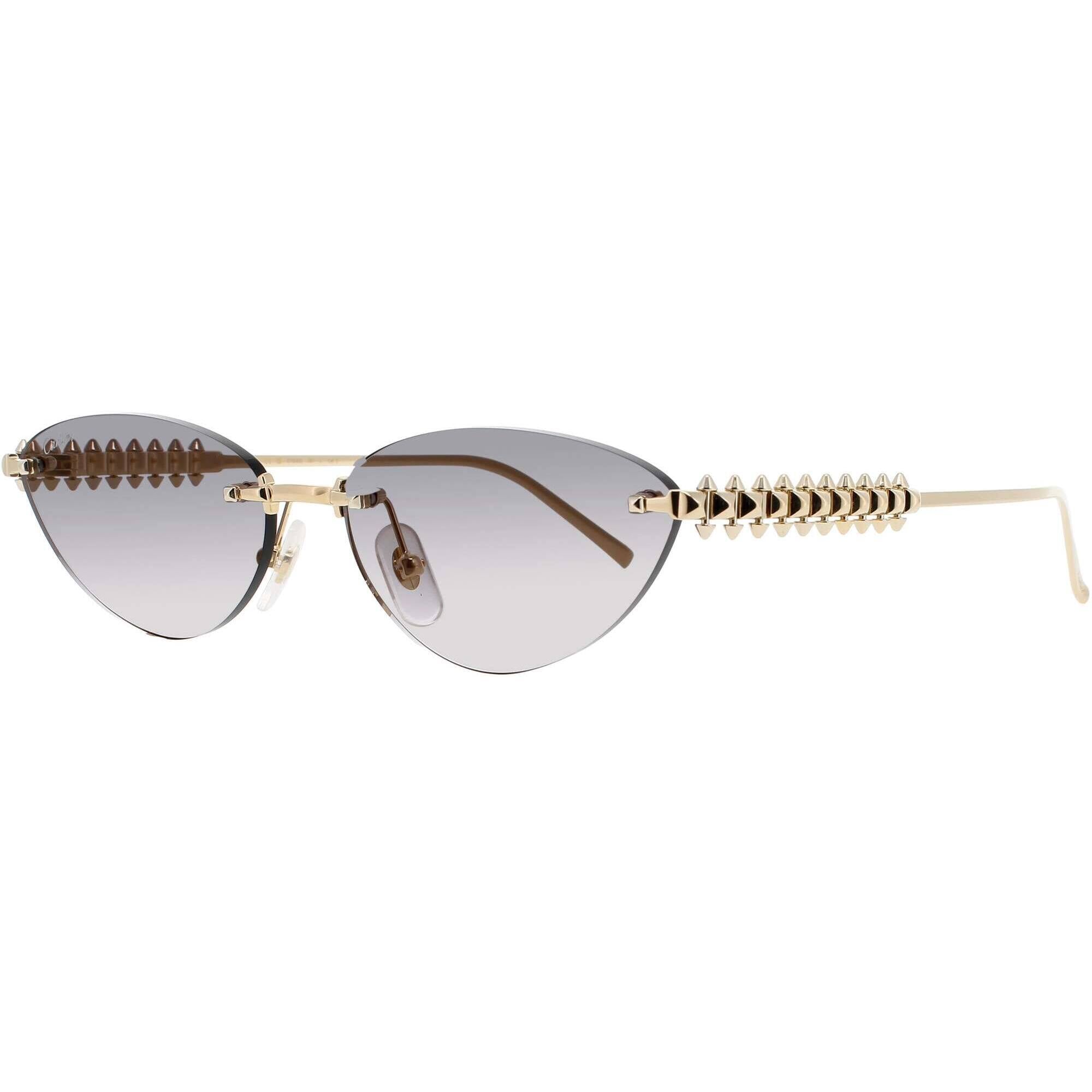 Cartier Women's Sunglasses - Gold Metal Rimless Cat Eye Shape Frame ...