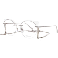 Chopard Women's Eyeglasses - Silver Plastic Half Rim Round Frame | IKCHF70-0579-56_D