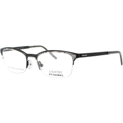 Lightec-Morel Men's Eyeglasses - Cat Eye Black Acetate Half Rim Frame | 30031L NN02