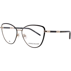 Longchamp Women's Eyeglasses - Gold/Black Metal Cat Eye Full Rim Frame | LO2156 728
