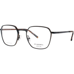 Oga-Morel Men's Eyeglasses - Geometric Grey/Brown Titanium Frame | 10165O GO11