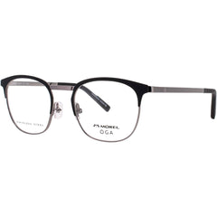 Oga-Morel Men's Eyeglasses - Black/Grey Stainless Steel Full Rim Frame | 10154O NG01