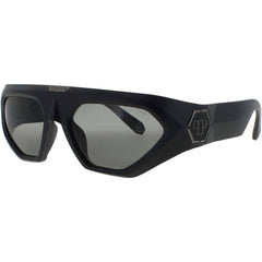Philipp Plein Men's Sunglasses - Wraparound Matte Black Acetate Frame | SPP153 0U28