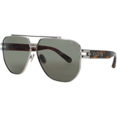 Philipp Plein Men's Sunglasses - Palladium/Black Acetate/Metal Frame | SPP185 0K07