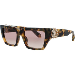 Roberto Cavalli Unisex Sunglasses - Vintage Havana Rectangular Frame | SRC016M 0AGG