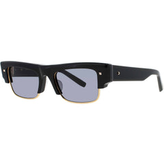 Valentino Unisex Sunglasses - Black/Gold Metal Rectangular Shape Frame | XI VLS 164A