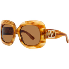 Valentino Women's Sunglasses - Havana/Gold Plastic Oversized Frame | VLS 180 180D