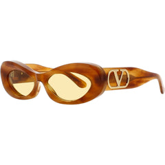 Valentino Women's Sunglasses - Havana/Gold Plastic Oval Full Rim Frame | VLS 178 178C