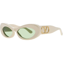Valentino Women's Sunglasses - Ivory/Gold Plastic Oval Full Rim Frame | VLS 178 178B