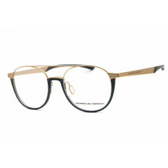 Porsche Men's Eyeglasses - Light Gold/Blue Titanium Round Full Rim Frame | P8389 52B